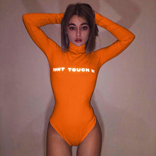 Load image into Gallery viewer, Dulzura 2019 autumn winter women bodysuit body reflective cotton streetwear clothes letter print one piece romper office