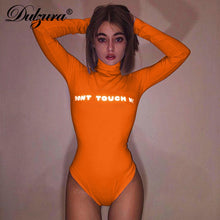 Load image into Gallery viewer, Dulzura 2019 autumn winter women bodysuit body reflective cotton streetwear clothes letter print one piece romper office