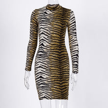 Load image into Gallery viewer, Dulzura 2019 autumn winter women midi dress party bodycon festival tiger leopard animal print sexy plus size office clothes