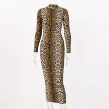 Load image into Gallery viewer, Dulzura 2019 autumn winter women midi dress party bodycon festival tiger leopard animal print sexy plus size office clothes