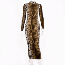 Load image into Gallery viewer, Dulzura 2019 autumn winter women midi dress party bodycon festival tiger leopard animal print sexy plus size office clothes