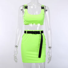 Load image into Gallery viewer, Dulzura 2019 summer women two pieces set skirt set bandage crop top tracksuit outfits streetwear 2 pieces festival clothes
