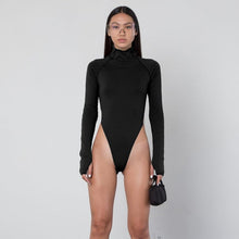 Load image into Gallery viewer, Dulzura high neck long sleeve high waist neon bodysuit 2019 autumn winter women sexy skinny stretch body clothing