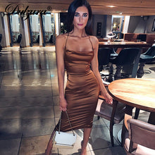 Load image into Gallery viewer, Dulzura neon satin lace up women long midi dress bodycon backless elegant party sexy club clothes 2020 summer dinner outfit