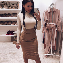 Load image into Gallery viewer, Dulzura suede midi pencil long skirt elegant high waist slit bandage sexy streetwear 2019 autumn winter party clothes office