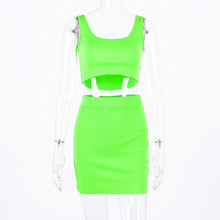 Load image into Gallery viewer, Dulzura two piece set crop tank top mini skirt 2019 summer autumn women elegant sexy 2 piece tracksuit party lady clothes