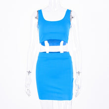 Load image into Gallery viewer, Dulzura two piece set crop tank top mini skirt 2019 summer autumn women elegant sexy 2 piece tracksuit party lady clothes