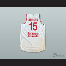 Load image into Gallery viewer, Duncan 15 Brose Bamberg Germany White Basketball Jersey