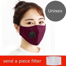 Load image into Gallery viewer, Dust Mask With Valve Unisex Cotton Masks PM2.5 Air Pollution Filter Mouth Face Mask Breathable Anti-fog Mask Washable Windproof