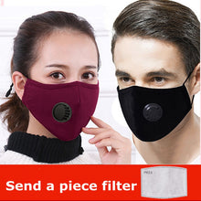 Load image into Gallery viewer, Dust Mask With Valve Unisex Cotton Masks PM2.5 Air Pollution Filter Mouth Face Mask Breathable Anti-fog Mask Washable Windproof