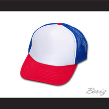 Load image into Gallery viewer, Dustin Henderson Stranger Things Red/White/Blue Trucker Mesh Baseball Hat