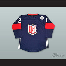 Load image into Gallery viewer, Dylan Larkin 21 USA Navy Blue Hockey Jersey
