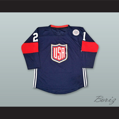 Dylan Larkin 21 USA Navy Blue Hockey Jersey