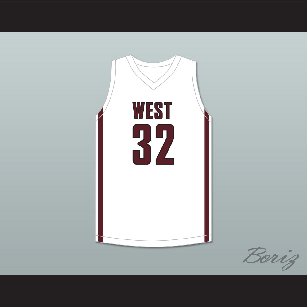 EJ Liddell 32 Belleville High School-West Maroons White Basketball Jersey 1