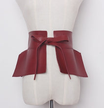 Load image into Gallery viewer, [EAM] 2020 New Spring Solid Color Black Red Pu Leather Bow Belt Women Fashion Tide All-match JC60601