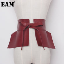 Load image into Gallery viewer, [EAM] 2020 New Spring Solid Color Black Red Pu Leather Bow Belt Women Fashion Tide All-match JC60601