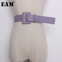 Load image into Gallery viewer, [EAM] 2020 New Summer Candy Color Pu Leather Square Buckle Brief Wide Long Belt Women Fashion Tide All-match JF482