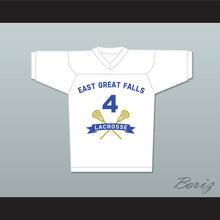 Load image into Gallery viewer, Steve Stifler 4 East Great Falls White Lacrosse Jersey