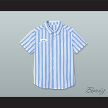 Load image into Gallery viewer, Ed Good Burger Light Blue/ White Striped Polo Shirt 4