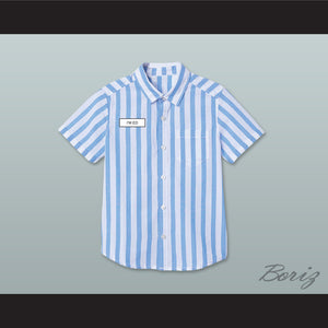 Ed Good Burger Light Blue/ White Striped Polo Shirt 4