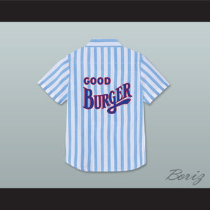 Ed Good Burger Light Blue/ White Striped Polo Shirt 4