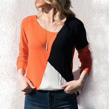 Load image into Gallery viewer, ELSVIOS Elegant Office Patchwork Shirt Blouses Women 2019 Casual Long Sleeve Blouse Skew Collar Slim Basic Tops Tee Blusas 2XL