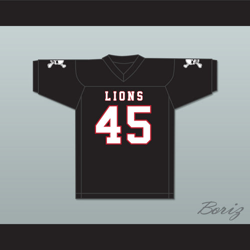 Caleb Grant 45 EMCC Lions Black Football Jersey Includes Patches