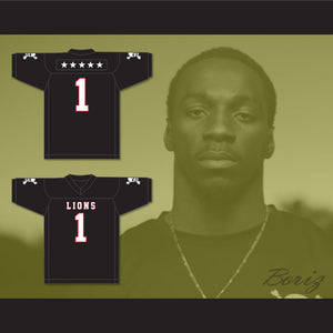 DJ Law 1 EMCC Lions Black Football Jersey Includes Patches