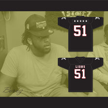 Load image into Gallery viewer, James Davis 51 EMCC Lions Black Football Jersey Includes Patches