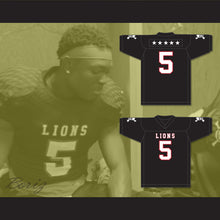 Load image into Gallery viewer, John Franklin 5 EMCC Lions Black Football Jersey Includes Patches
