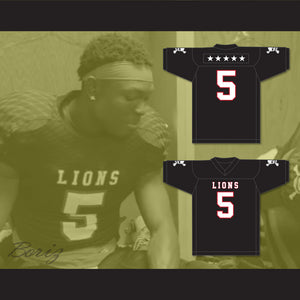 John Franklin 5 EMCC Lions Black Football Jersey Includes Patches