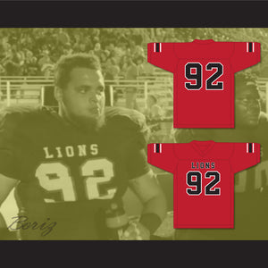 Marcel Andry 92 EMCC Lions Red Football Jersey