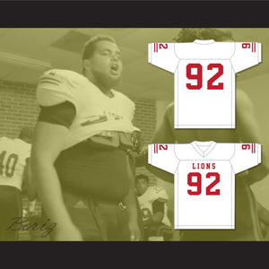 Marcel Andry 92 EMCC Lions White Football Jersey