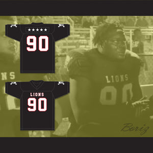 Ronald Ollie 90 EMCC Lions Black Football Jersey Includes Patches