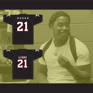 Ryan Lee 21 EMCC Lions Black Football Jersey Includes Patches