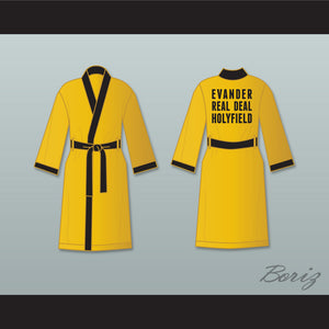 Evander 'Real Deal' Holyfield Gold Satin Full Boxing Robe