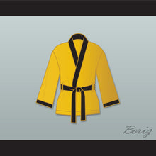 Load image into Gallery viewer, Evander &#39;Real Deal&#39; Holyfield Gold Satin Half Boxing Robe
