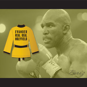 Evander 'Real Deal' Holyfield Gold Satin Half Boxing Robe