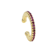 Load image into Gallery viewer, Ear Cuff micro pave cz circle 925 sterling silver mix rainbow CZ earrings no pierced stack small sized little girl earring cuff