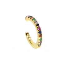 Load image into Gallery viewer, Ear Cuff micro pave cz circle 925 sterling silver mix rainbow CZ earrings no pierced stack small sized little girl earring cuff