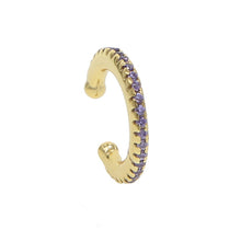 Load image into Gallery viewer, Ear Cuff micro pave cz circle 925 sterling silver mix rainbow CZ earrings no pierced stack small sized little girl earring cuff