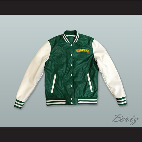 East Compton Clovers Green and White Lab Leather Varsity Letterman Jacket