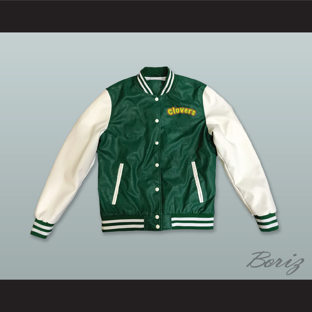 East Compton Clovers Green and White Lab Leather Varsity Letterman Jacket