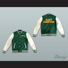 Load image into Gallery viewer, East Compton Clovers Green and White Lab Leather Varsity Letterman Jacket