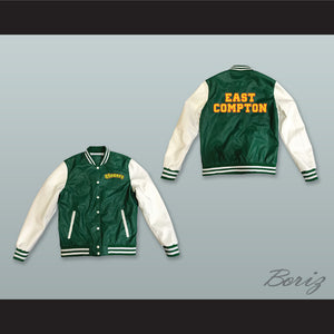 East Compton Clovers Green and White Lab Leather Varsity Letterman Jacket