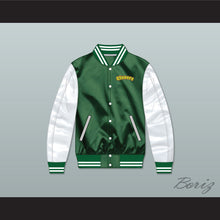 Load image into Gallery viewer, East Compton Clovers Green/ White Varsity Letterman Satin Bomber Jacket