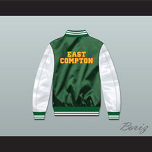 Load image into Gallery viewer, East Compton Clovers Green/ White Varsity Letterman Satin Bomber Jacket