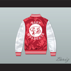 East High School Wildcats Red/ White Varsity Letterman Satin Bomber Jacket 1