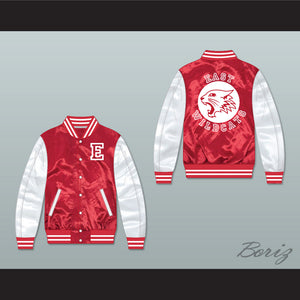 East High School Wildcats Red/ White Varsity Letterman Satin Bomber Jacket 1