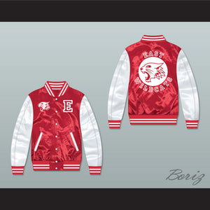 East High School Wildcats Red/ White Varsity Letterman Satin Bomber Jacket 2